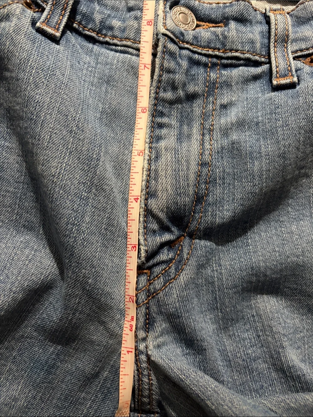 Vintage Y2K LEVIS 515 Light Blue Denim Jean Shorts holes used Sz 10